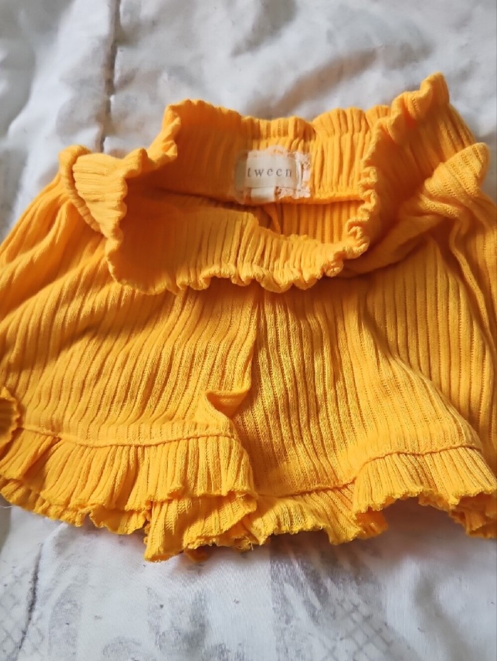 btween Yellow Ribbed Ruffle Tank & Shorts Set - Picture 6 of 7
